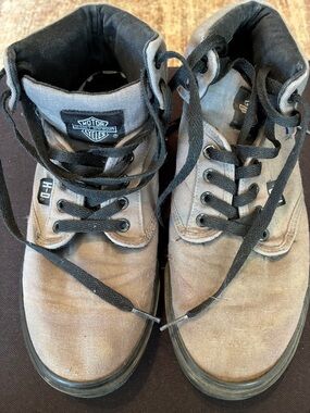 Harley-Davidson Men's Gray Canvas High-Top Boots with Black Laces